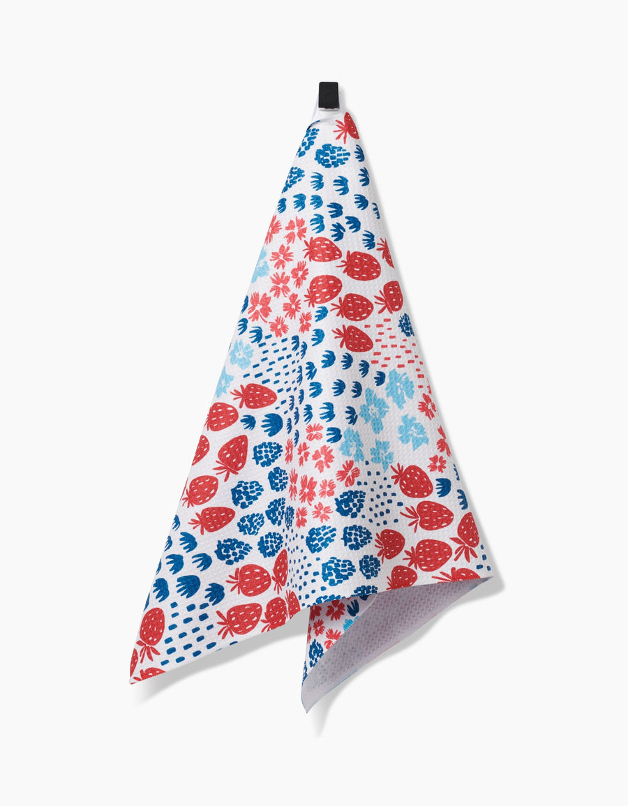 Geometry Towels Berry Meadow Kitchen Tea Towel – side view