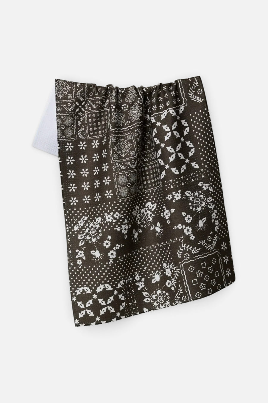 Geometry Towels Blossoming Bandana Brown Tea Towel – front view