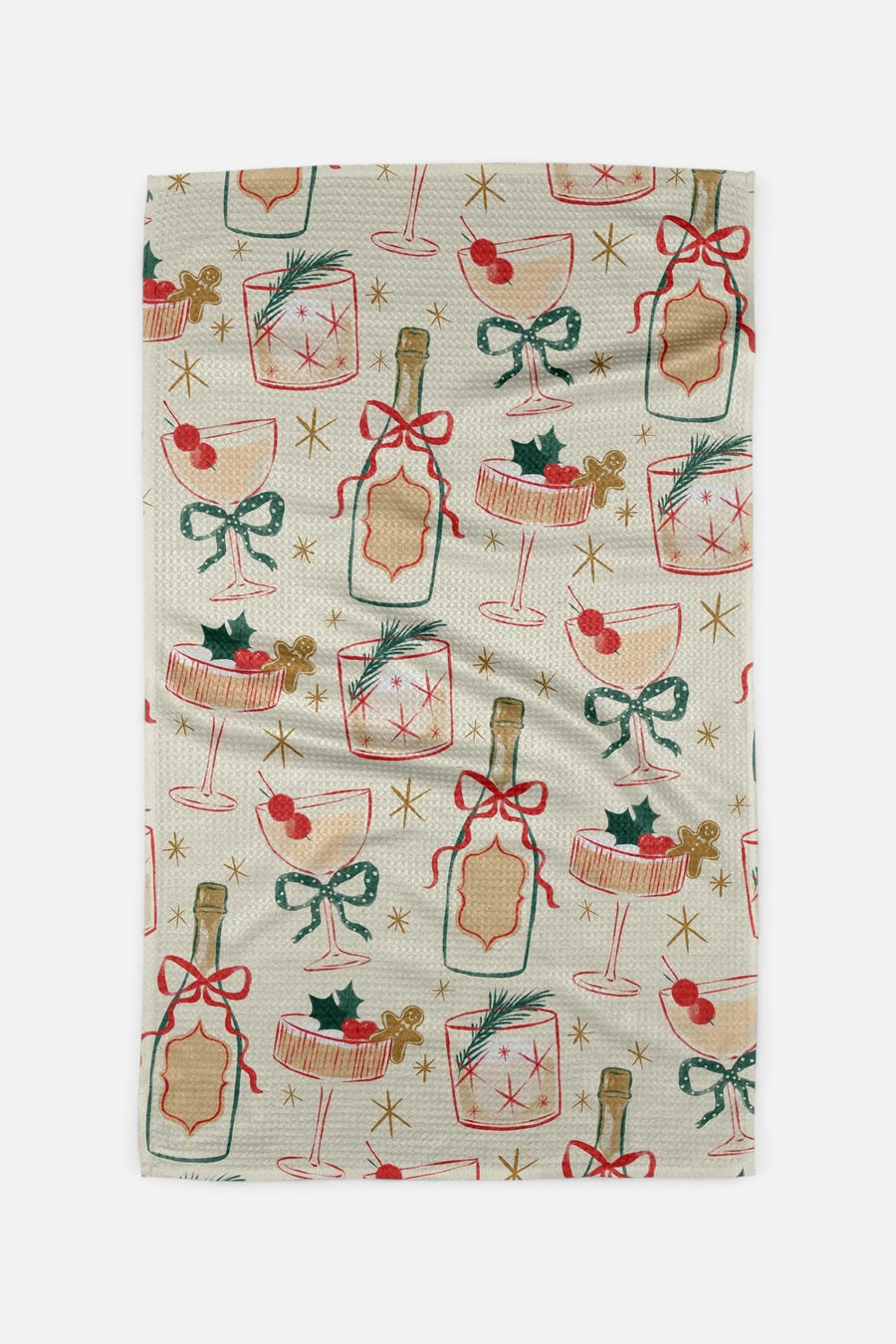 Geometry Towels Christmas Cocktails Tea Towel – front view