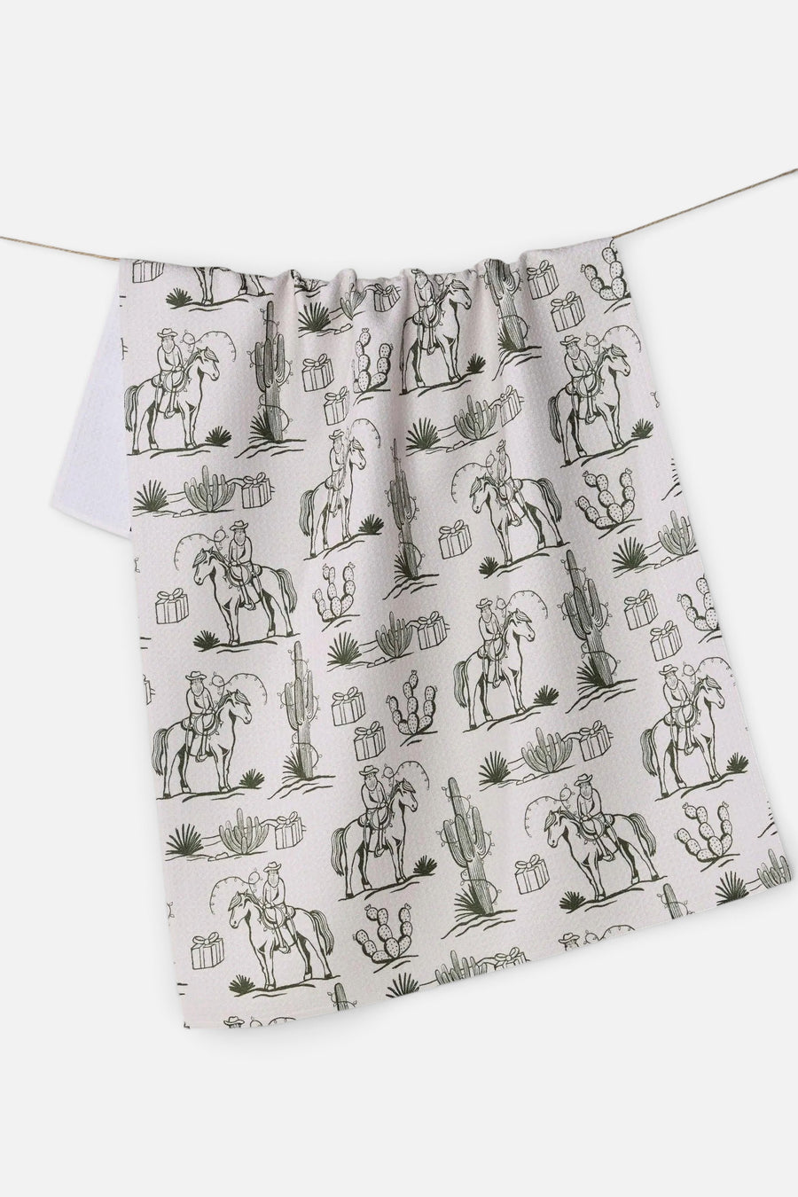 Geometry Towels Cowboy Claus Pine Tea Towel – front view
