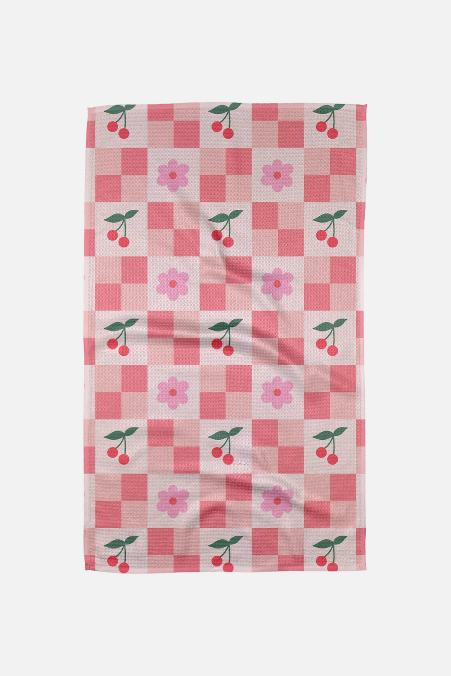 Geometry Towels Floral and Cherries Tea Towel – front view