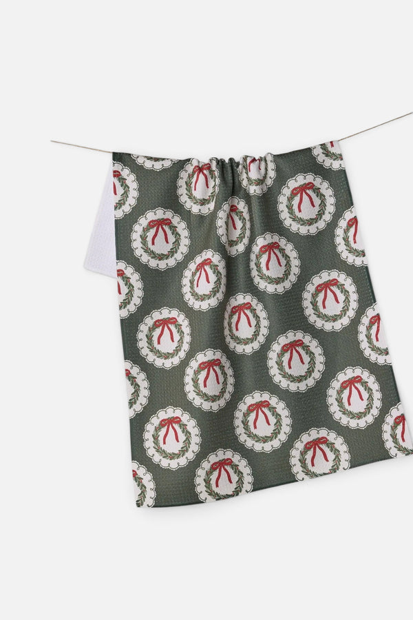 Geometry Towels Merry Wreaths Tea Towel