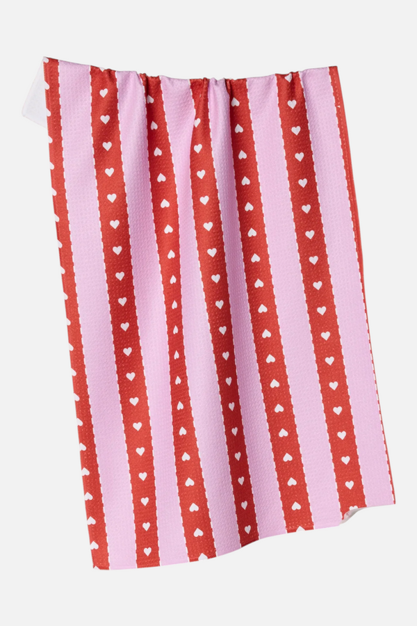 Geometry Towels Ribbon Hearts Tea Towel
