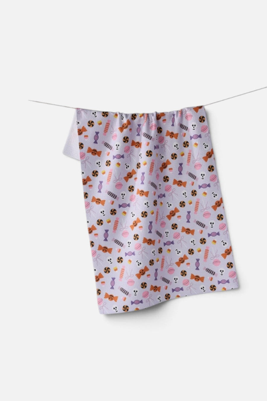 Geometry Towels Spooky Sweets Tea Towel in Purple – front view