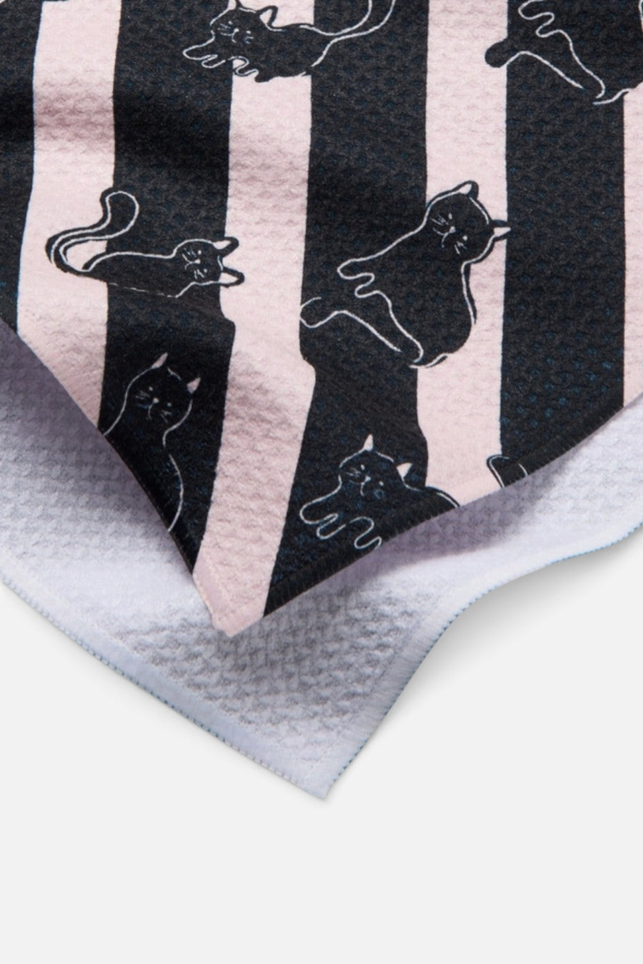 Geometry Towels Striped Black Cats Tea Towel – back view
