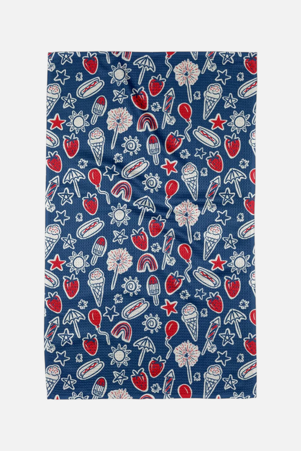 Geometry Towels Summer Fun Blue Tea Towel