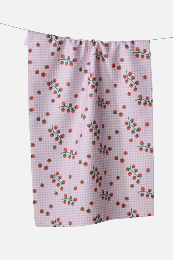 Geometry Towels Tomato Gingham Tea Towel