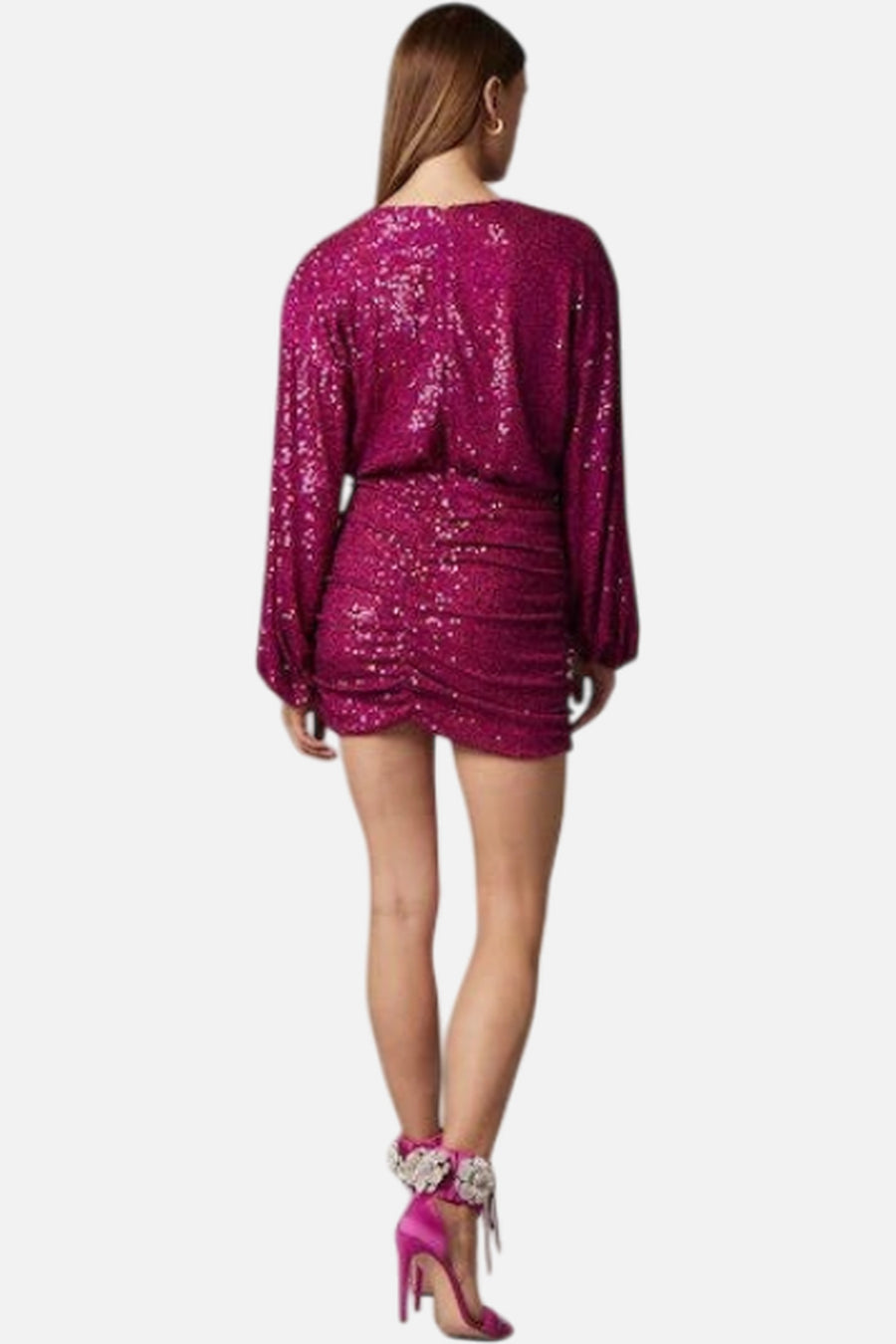 Gilner Farrar Blanche Dress in Magenta – side view