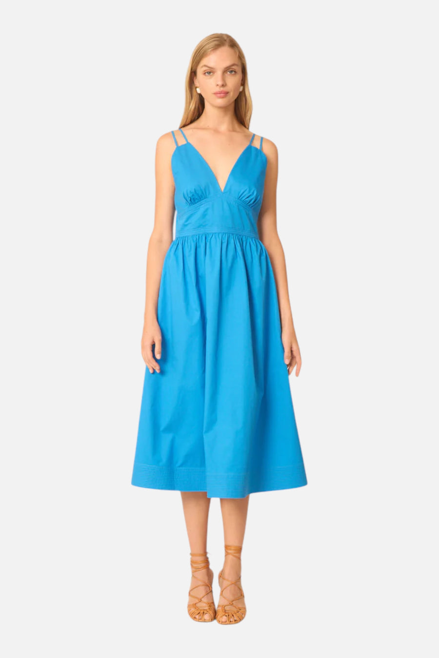 Gilner Farrar Floria Dress in Peacock Blue – on model