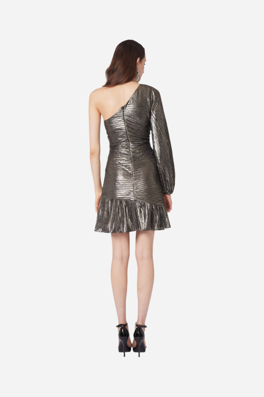 Gilner Farrar Jaycee Dress in Metallic Space Print – back view