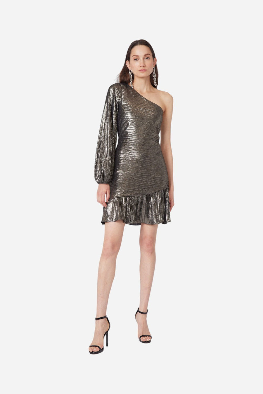 Gilner Farrar Jaycee Dress in Metallic Space Print – front view
