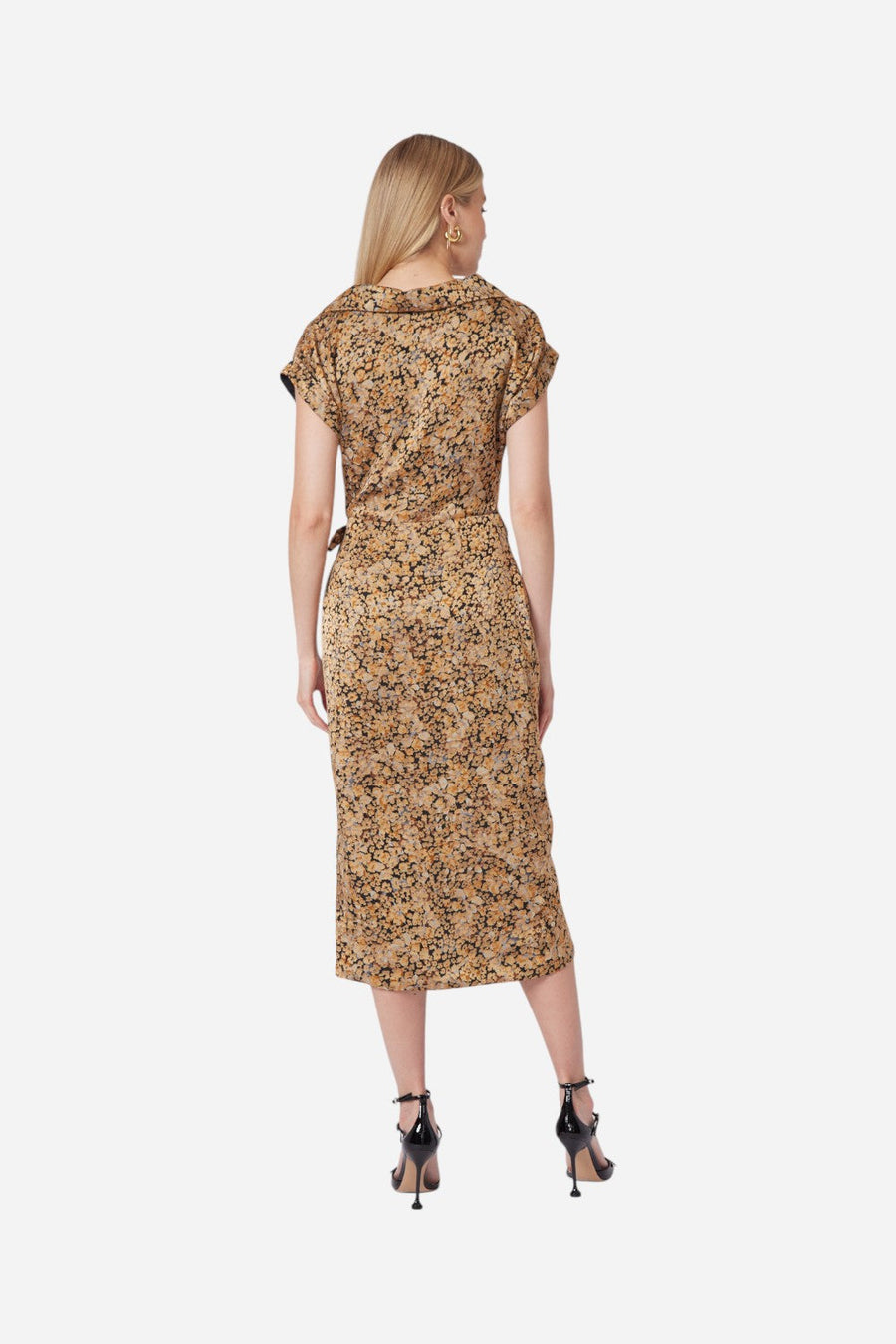 Gilner Farrar Kali Dress in Gold Dusted Print – back view