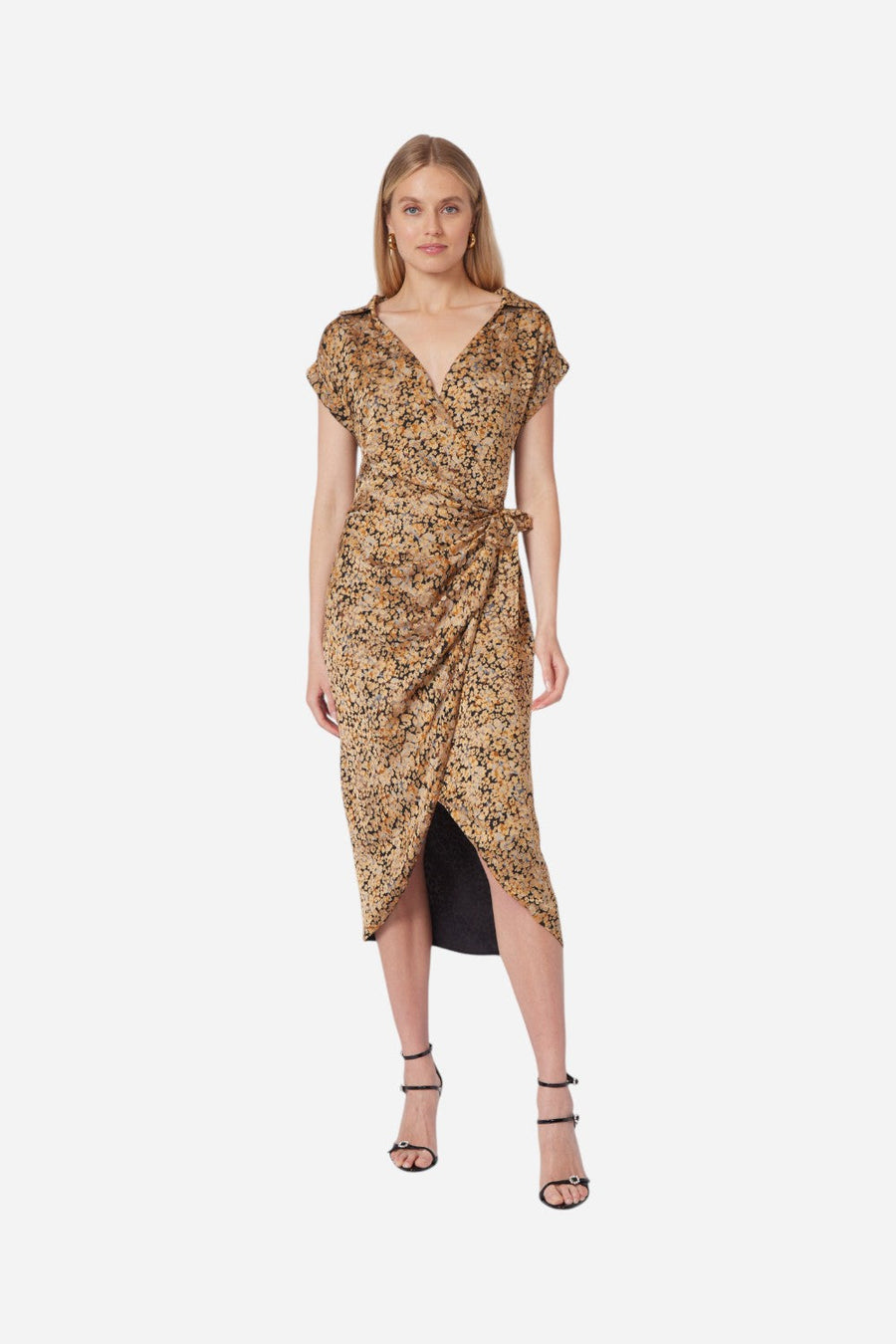 Gilner Farrar Kali Dress in Gold Dusted Print – front view