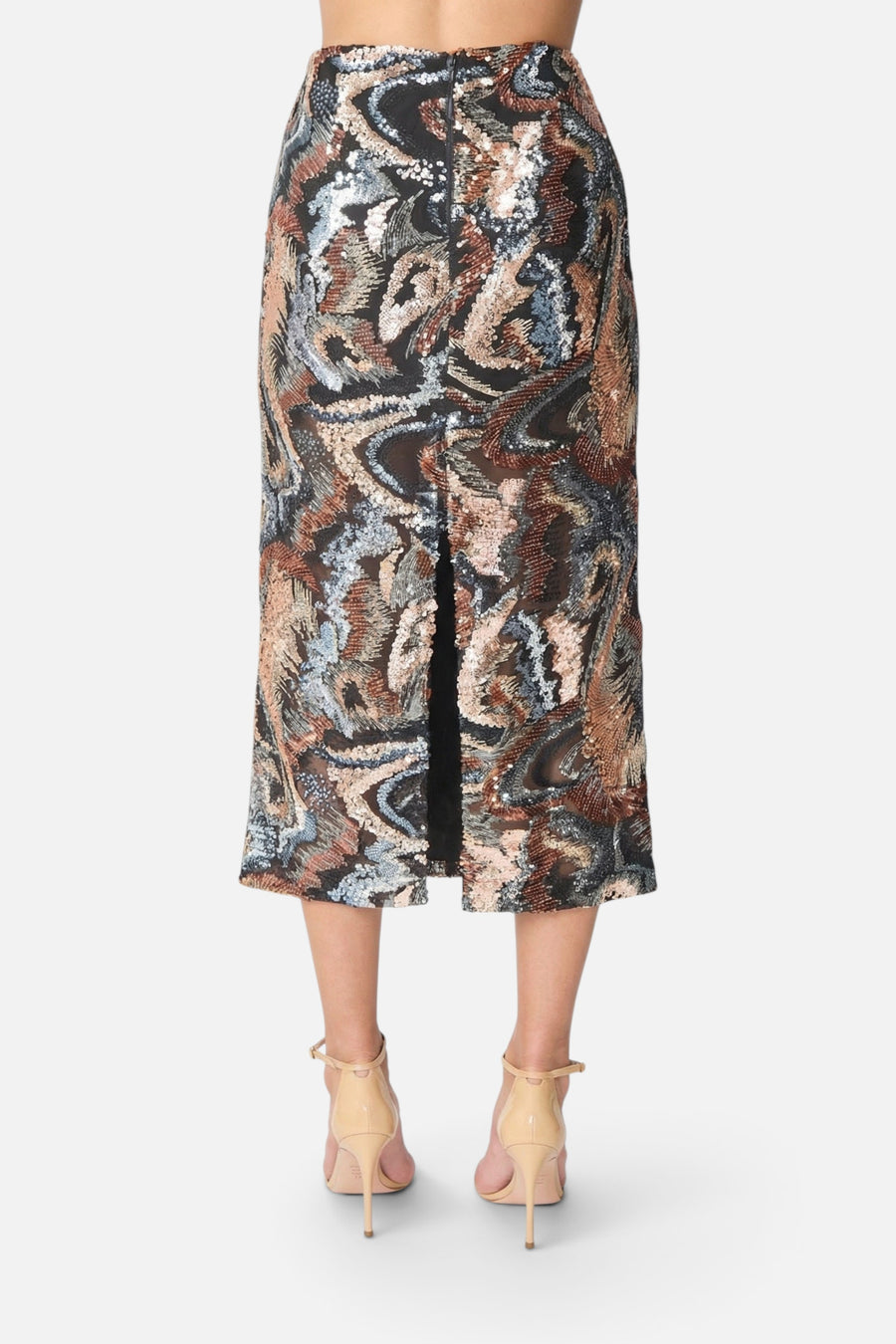 Gilner Farrar Rosa Skirt in Kaleidoscope Sequin – back view