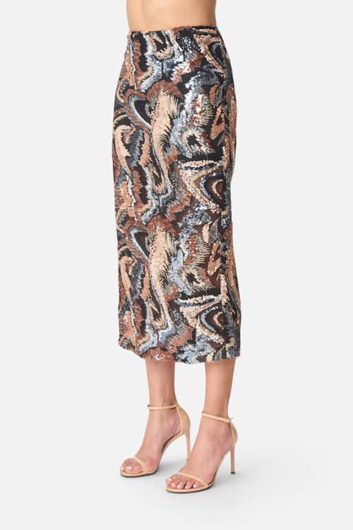 Gilner Farrar Rosa Skirt in Kaleidoscope Sequin – front view