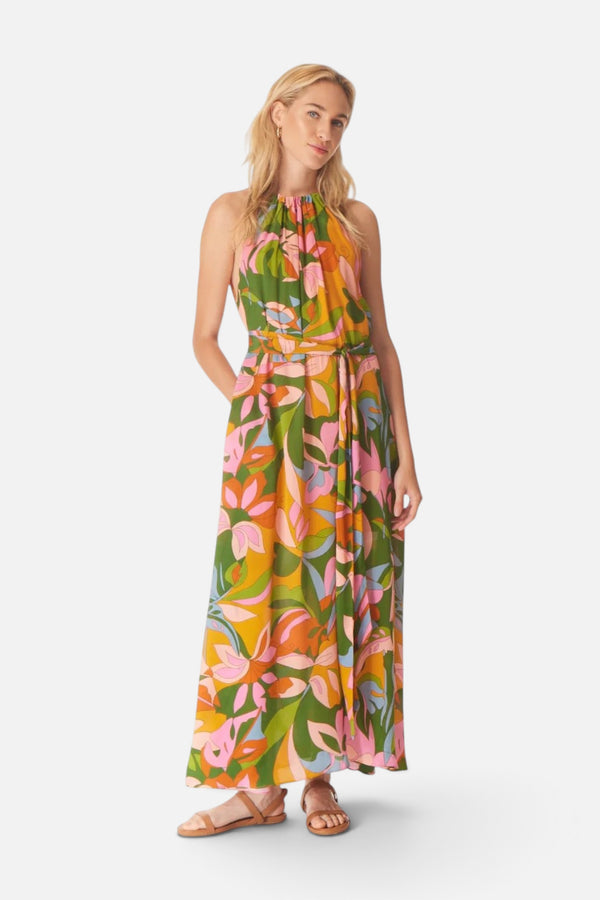 Gilner Farrar Talia Halter Neck Dress in Tropical Delight