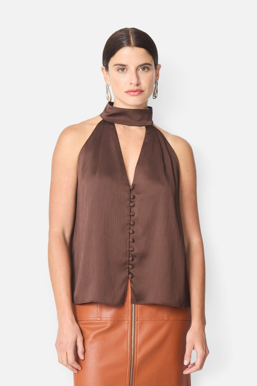 Gilner Farrar Wynna Blouse in Brown – front view