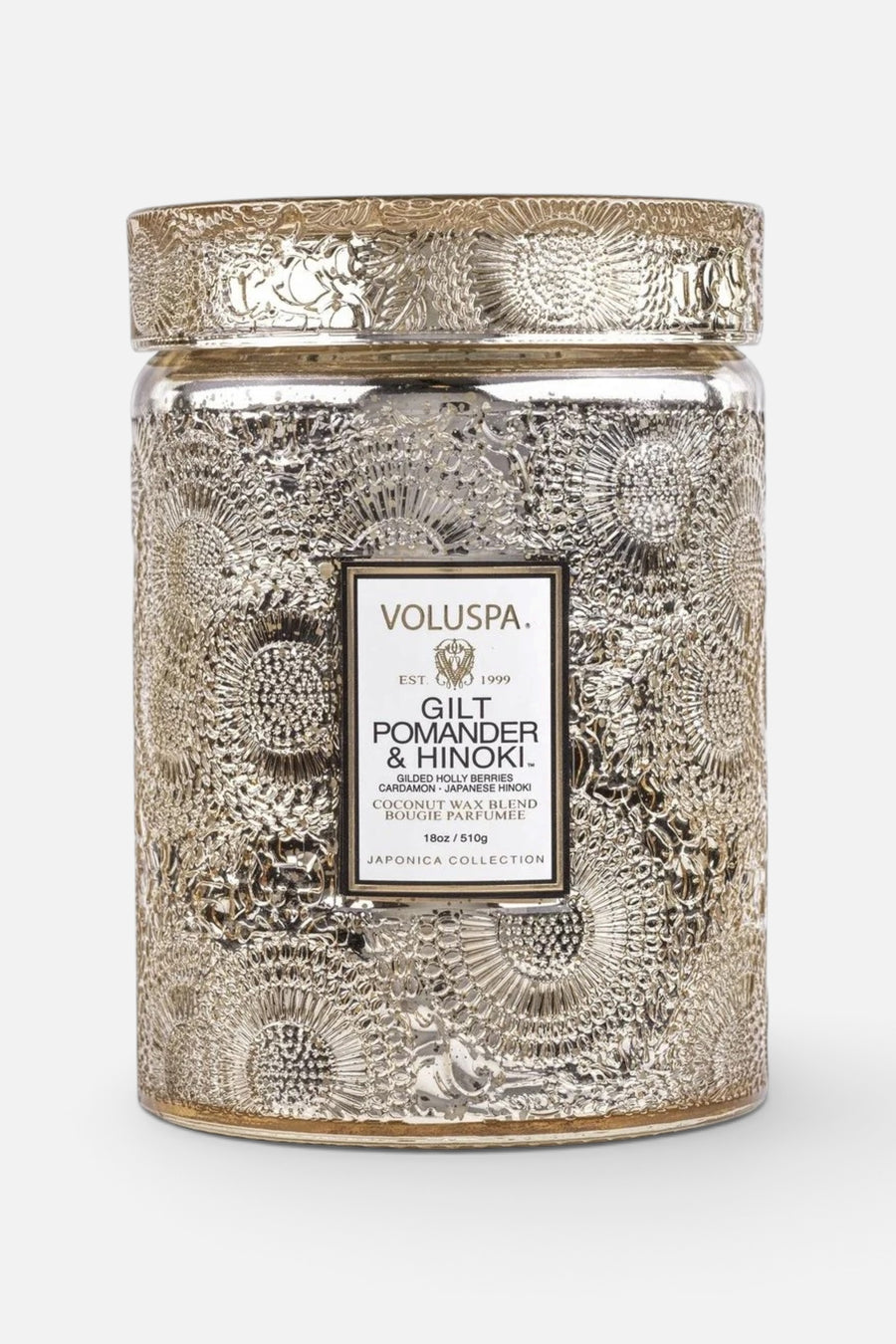 Gilt Pomander Large Glass Jar – front view