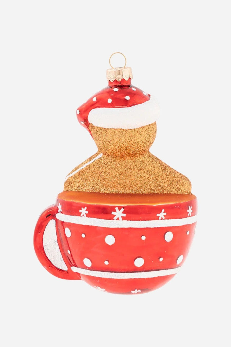 Gingerbread Man in Hot Chocolate Ornament – three-quarter view