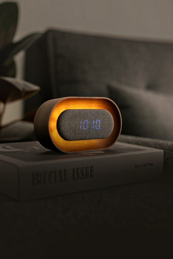 Gingko Lumos Oval Clock in Walnut