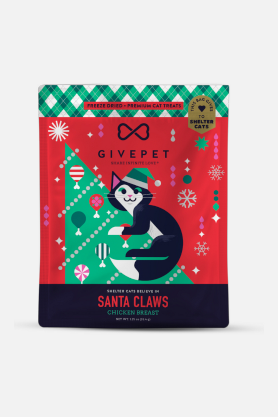 Give Pet Santa Claws Freeze Dried Cat Treats – front view