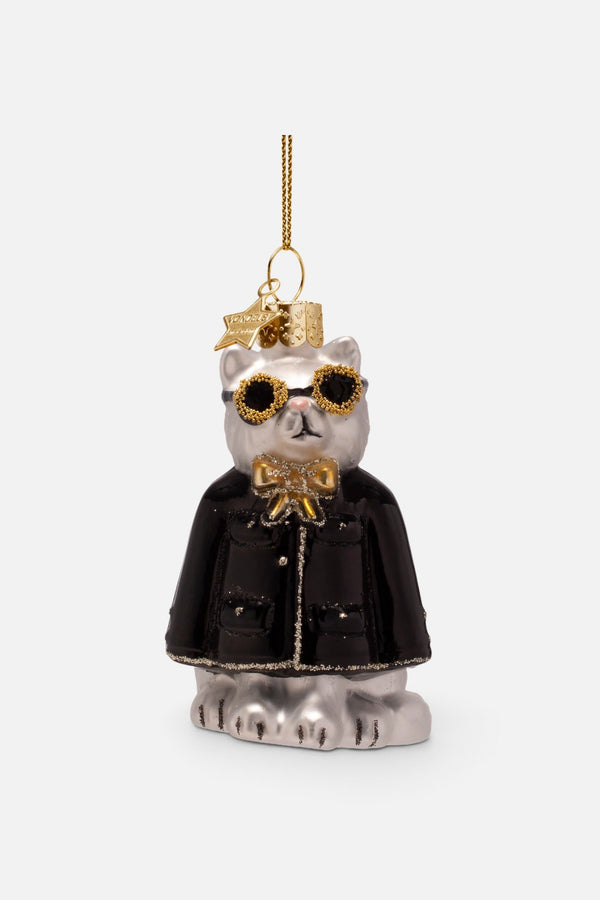 Glass Fashion Cat Ornament