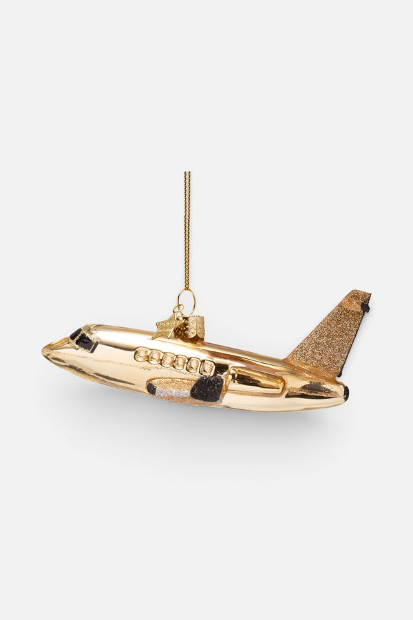 Glass Gold Airplane Ornament