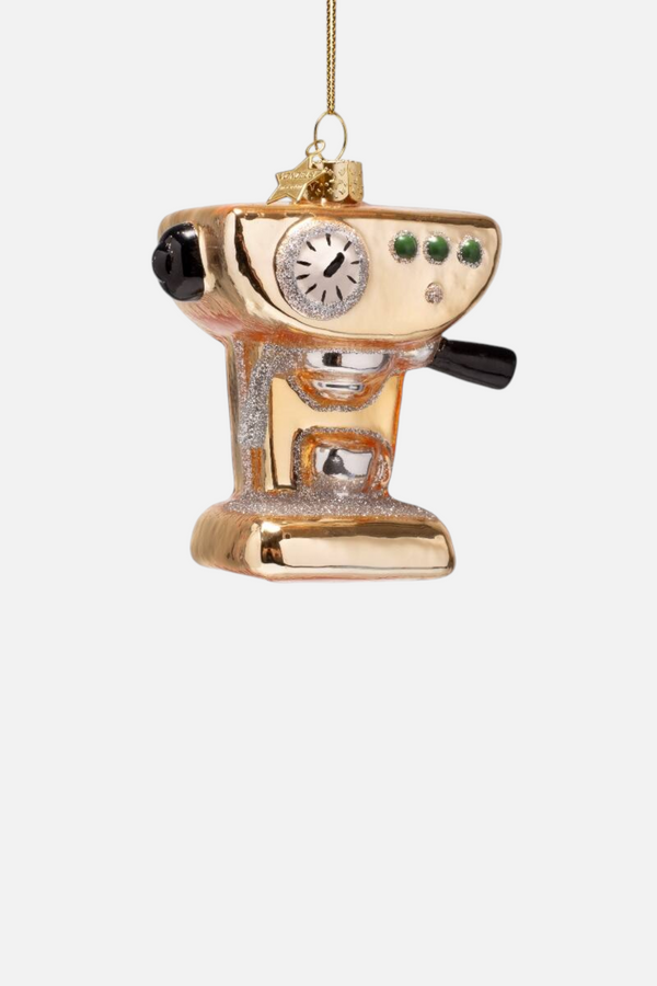 Glass Gold Shiny Coffee Machine Ornament