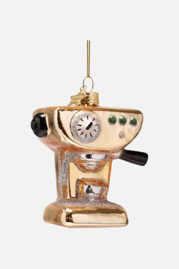 Glass Gold Shiny Coffee Machine Ornament