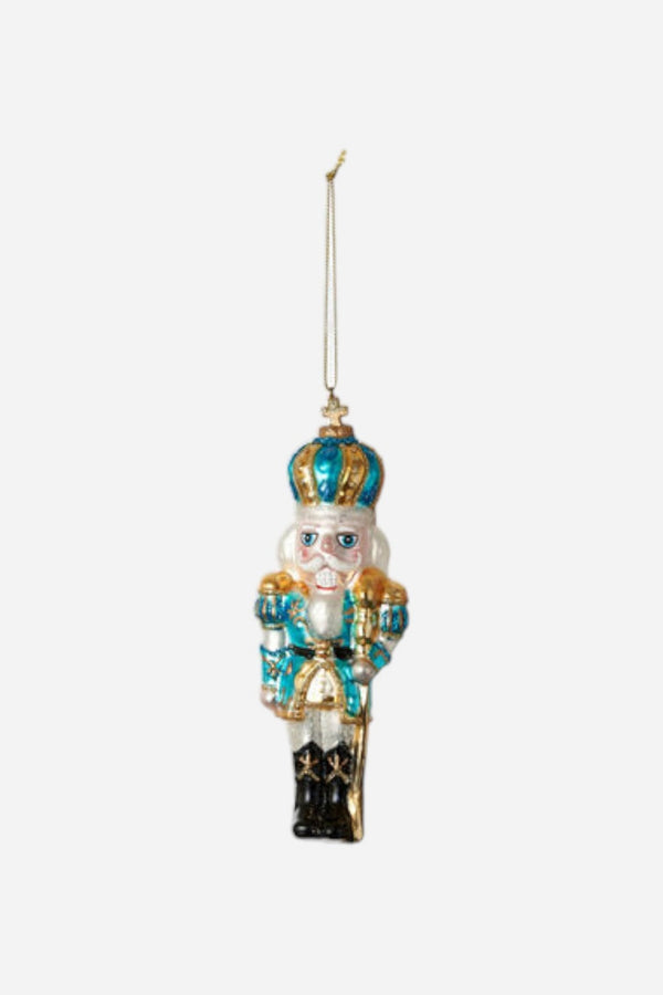 Glass Nutcracker Ornament - Blue
