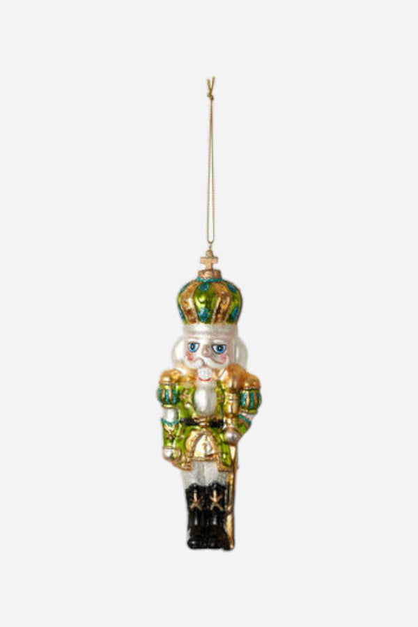 Glass Nutcracker Ornament - Green
