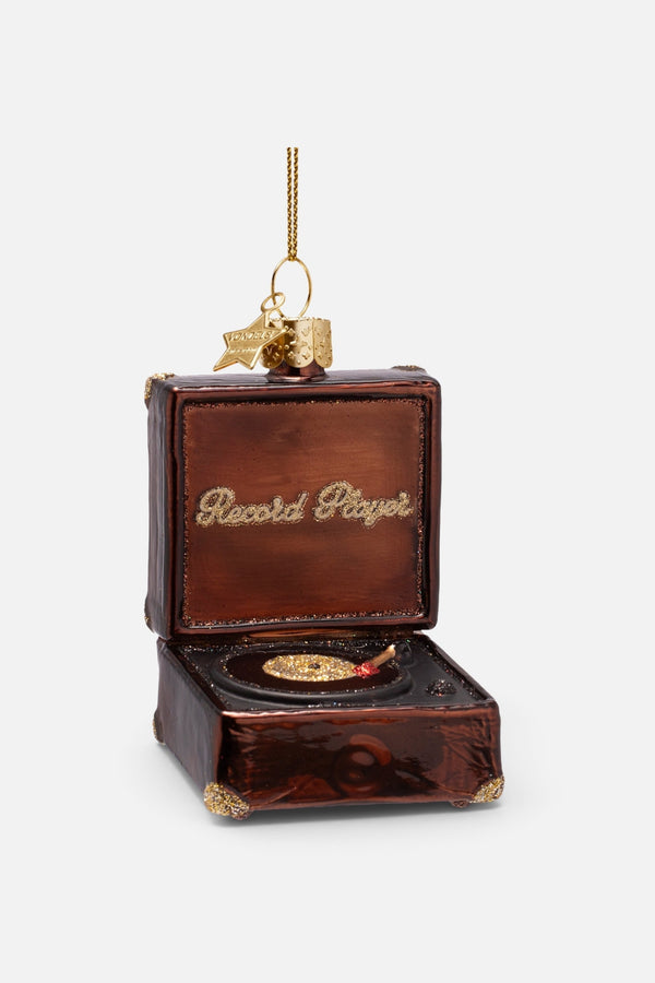 Glass Record Player Ornament