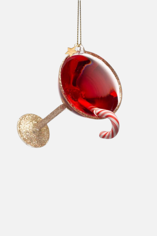 Glass Red Christmas Cocktail Ornament