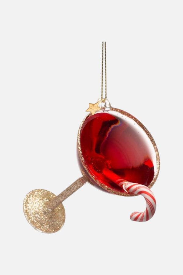 Glass Red Christmas Cocktail Ornament
