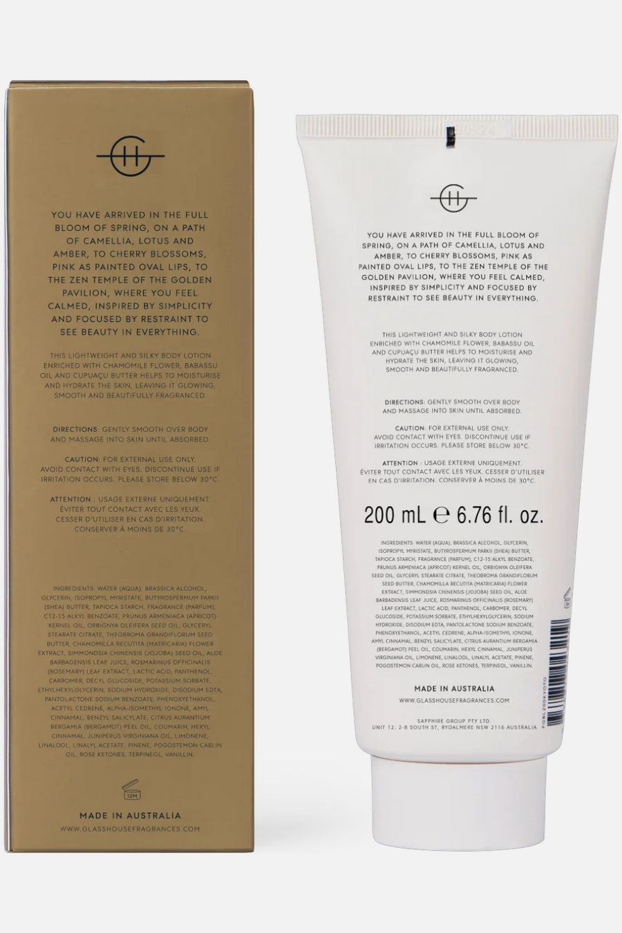 Glasshouse Body Lotion in Kyoto In Bloom – back view