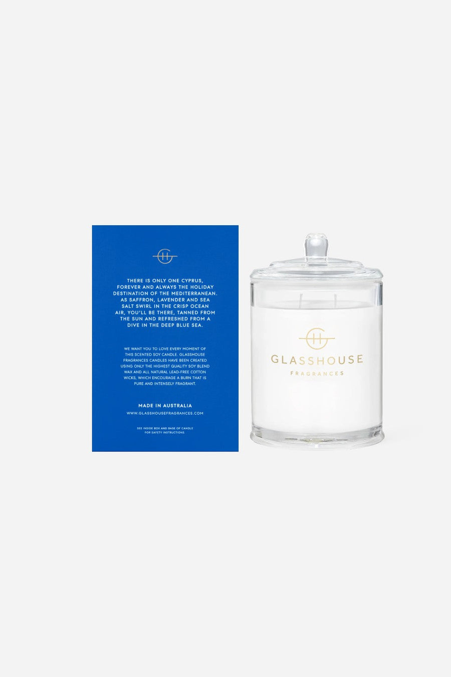 Glasshouse Diving Into Cyprus Candle – back view