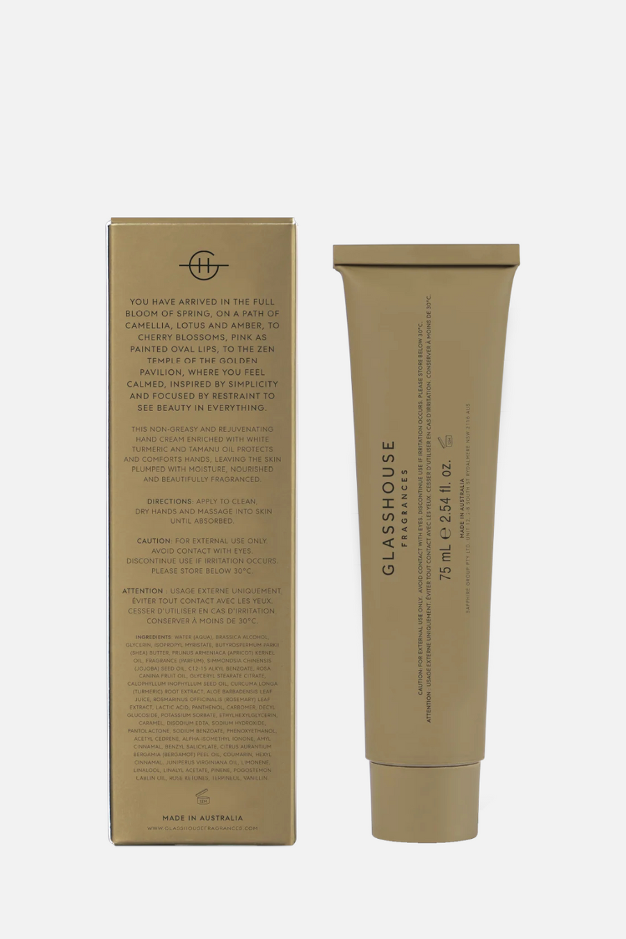 Glasshouse Hand Cream in Kyoto In Bloom – back view