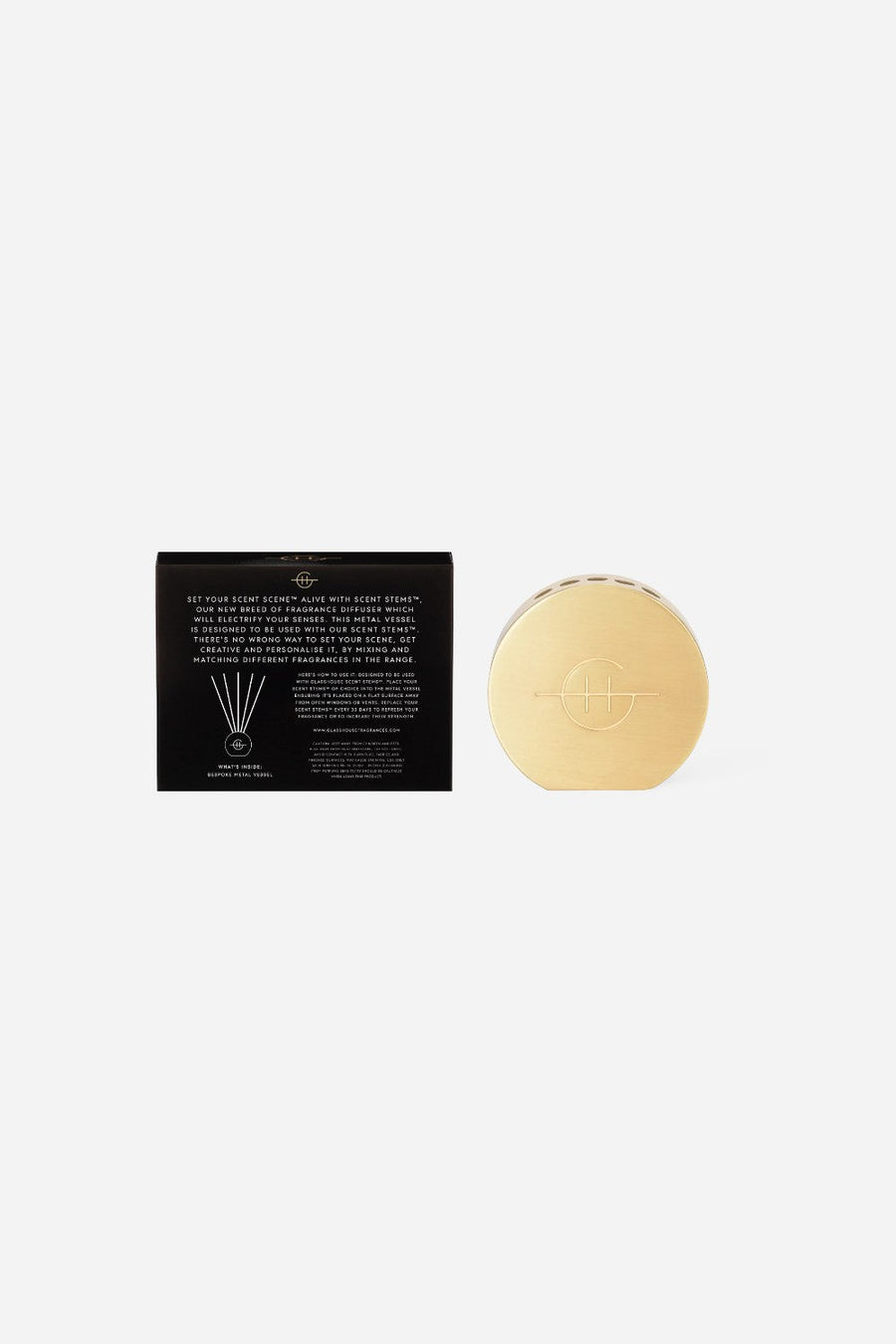 Glasshouse Scent Scene Vessel in Gold – back view