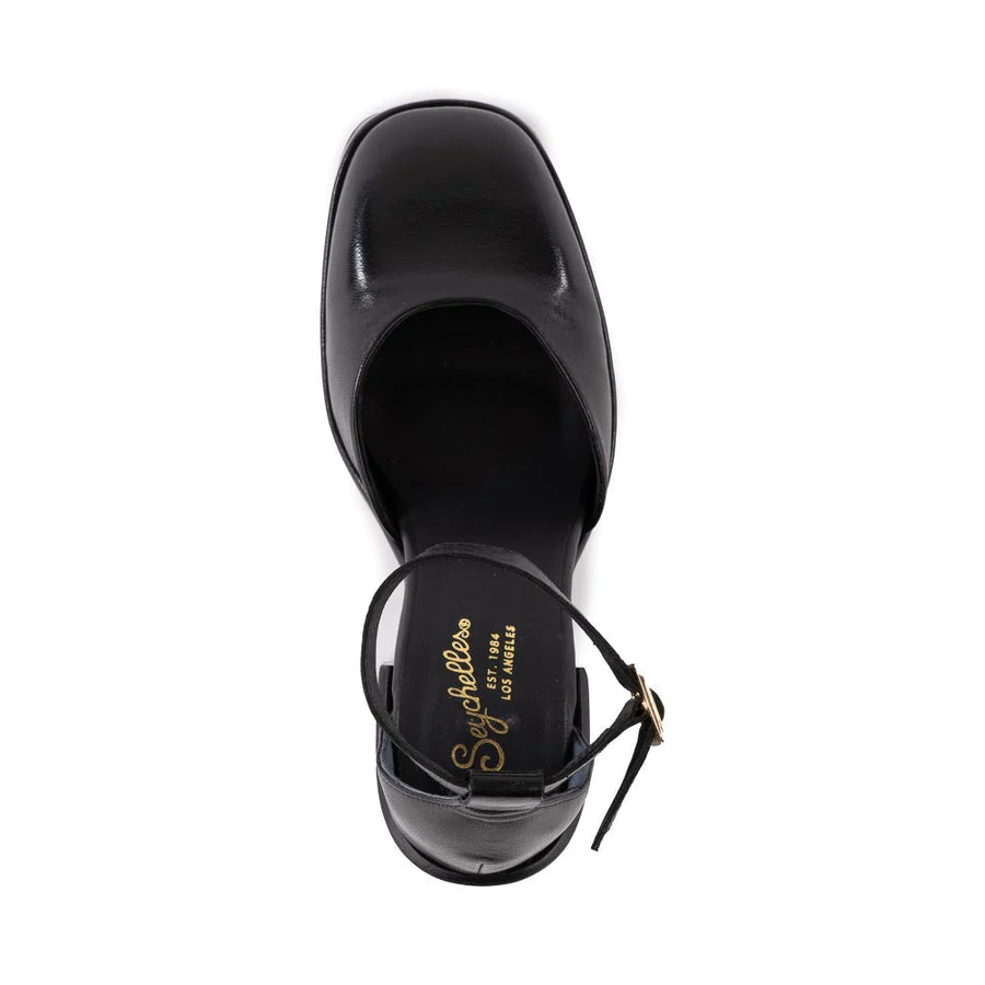 Seychelles Gleaming Heel in Black Leather