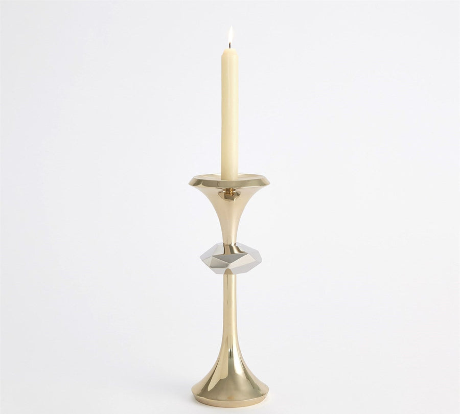 Global Views Gabriel Brass Candle Holder - Large – back view