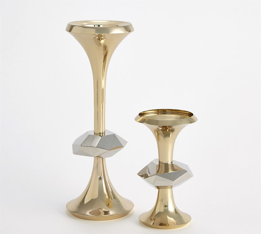 Global Views Gabriel Brass Candle Holder - Large – flat lay