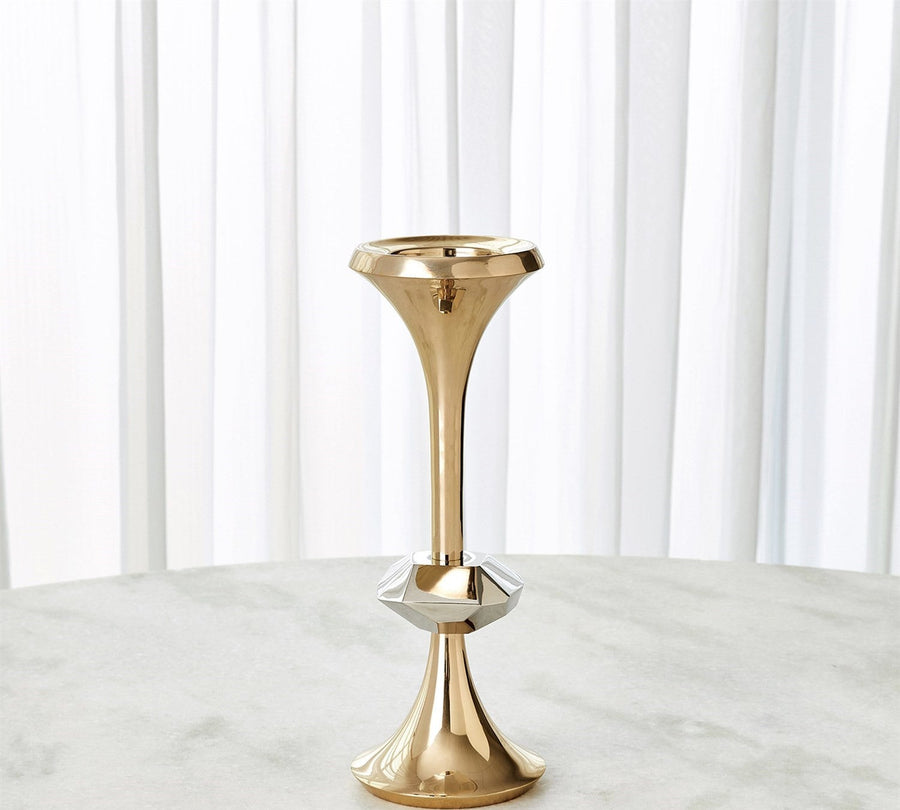 Global Views Gabriel Brass Candle Holder - Large – side view
