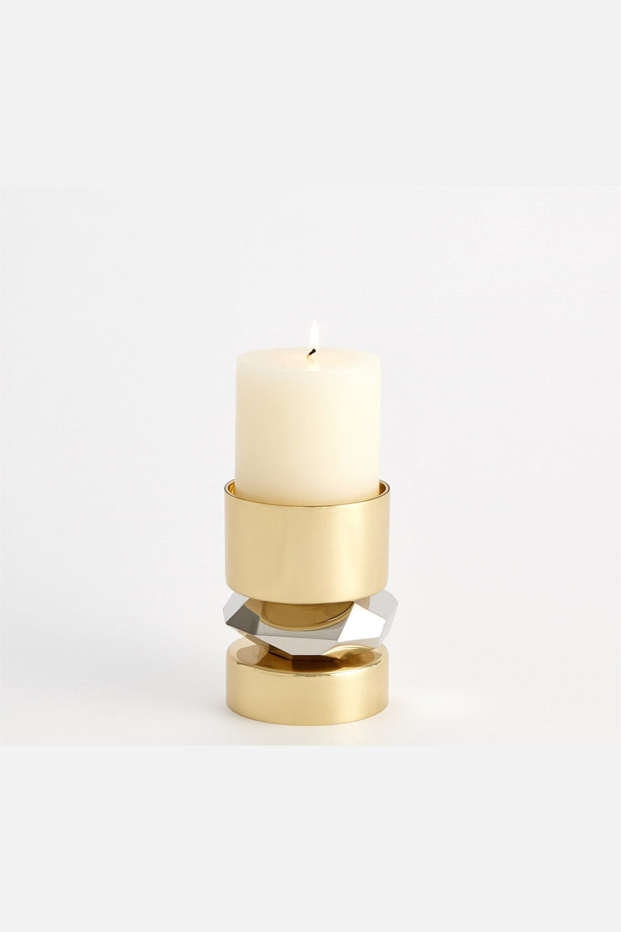 Global Views Romano Brass Candle Holder - Short – back view