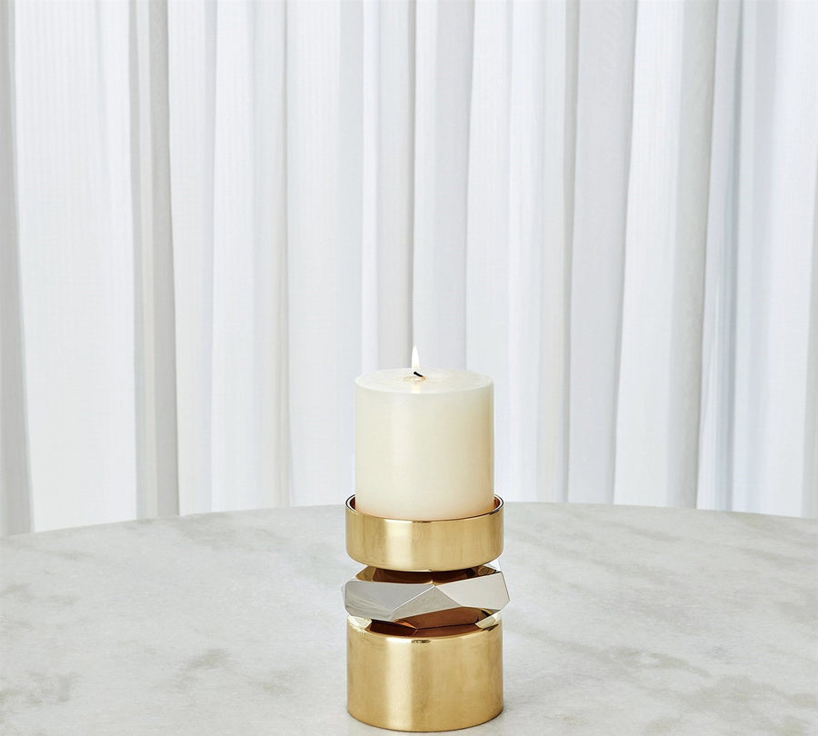 Global Views Romano Brass Candle Holder - Short – flat lay