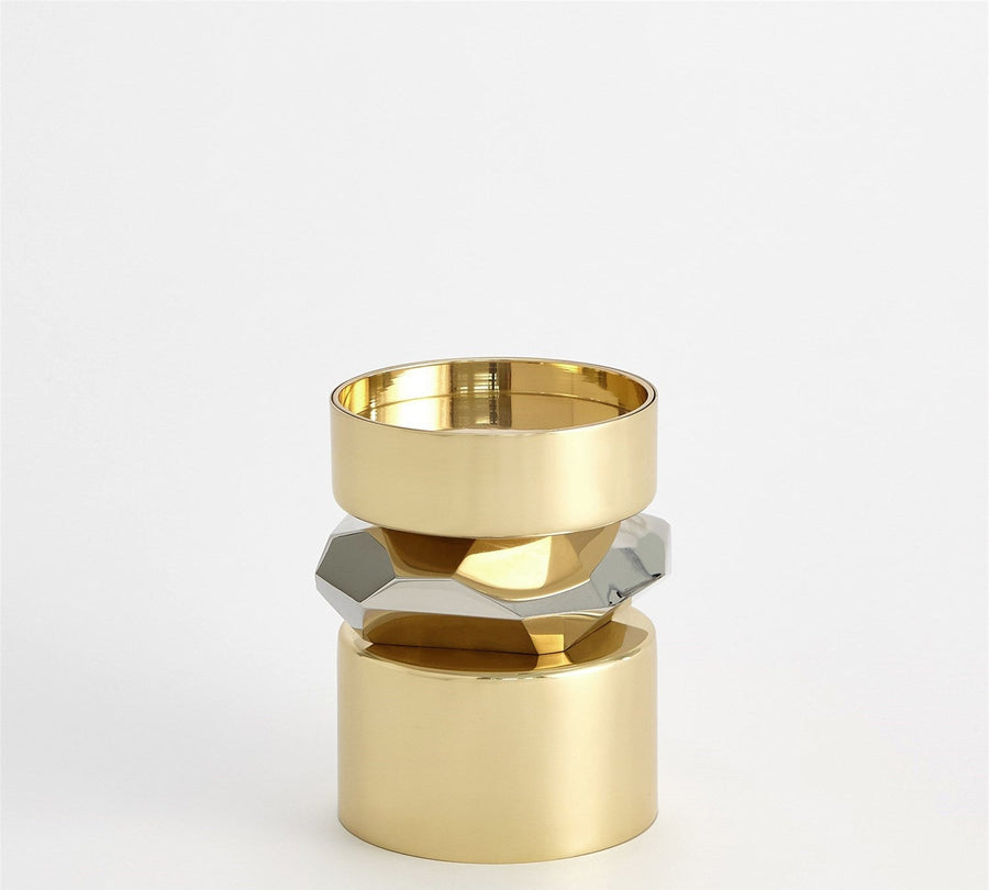 Global Views Romano Brass Candle Holder - Short – side view