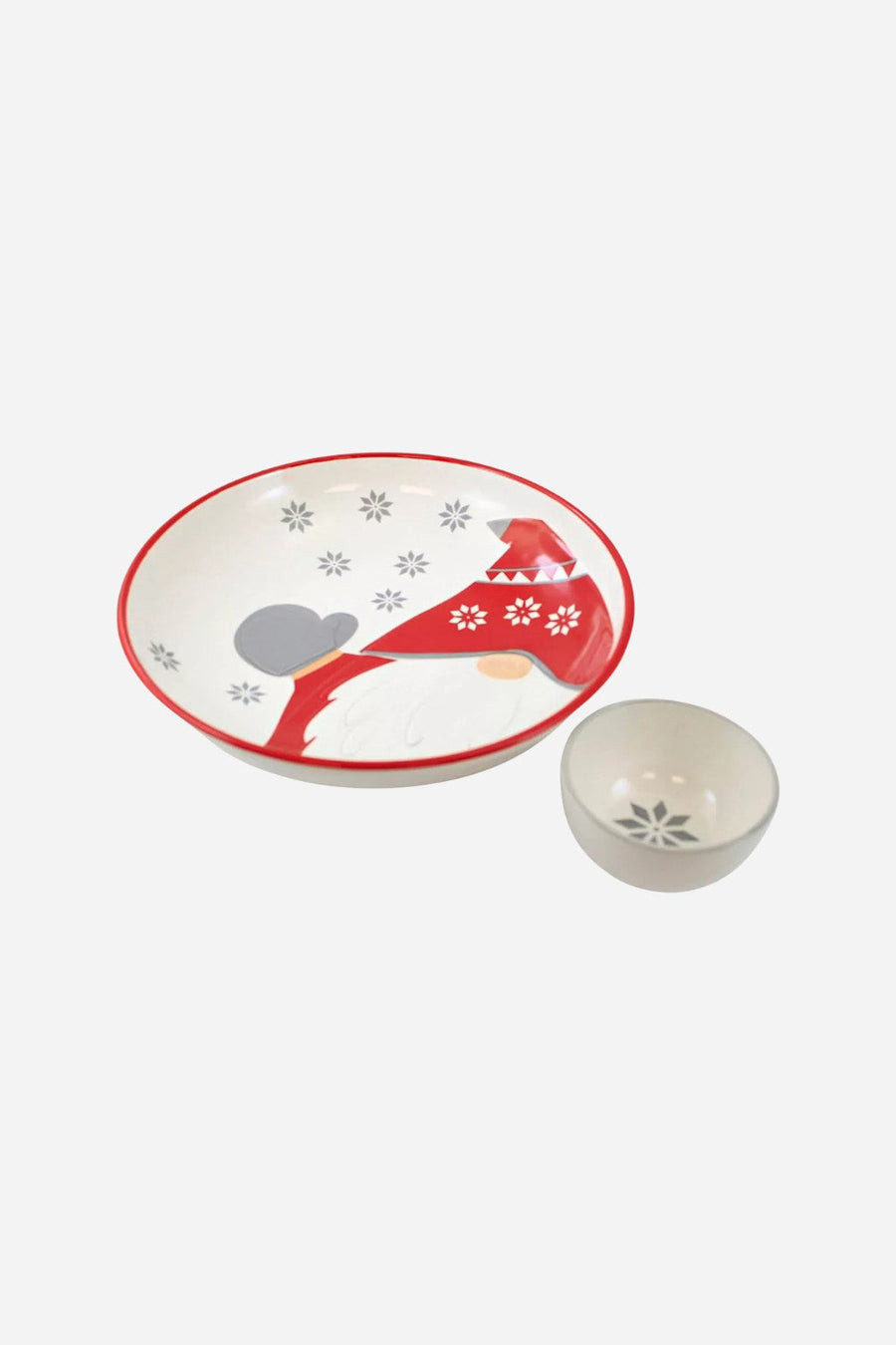 Gnome with Snowball Chip & Dip Server – back view