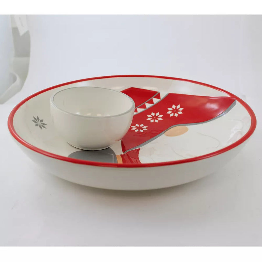 Gnome with Snowball Chip & Dip Server – side view