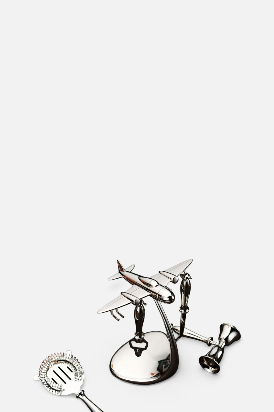 Godinger Airplane 5 Piece Bar Tool Set with Stand – side view