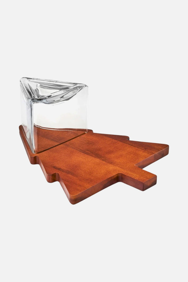 Godinger Christmas Tree Cheese Board, Cloche with Knife