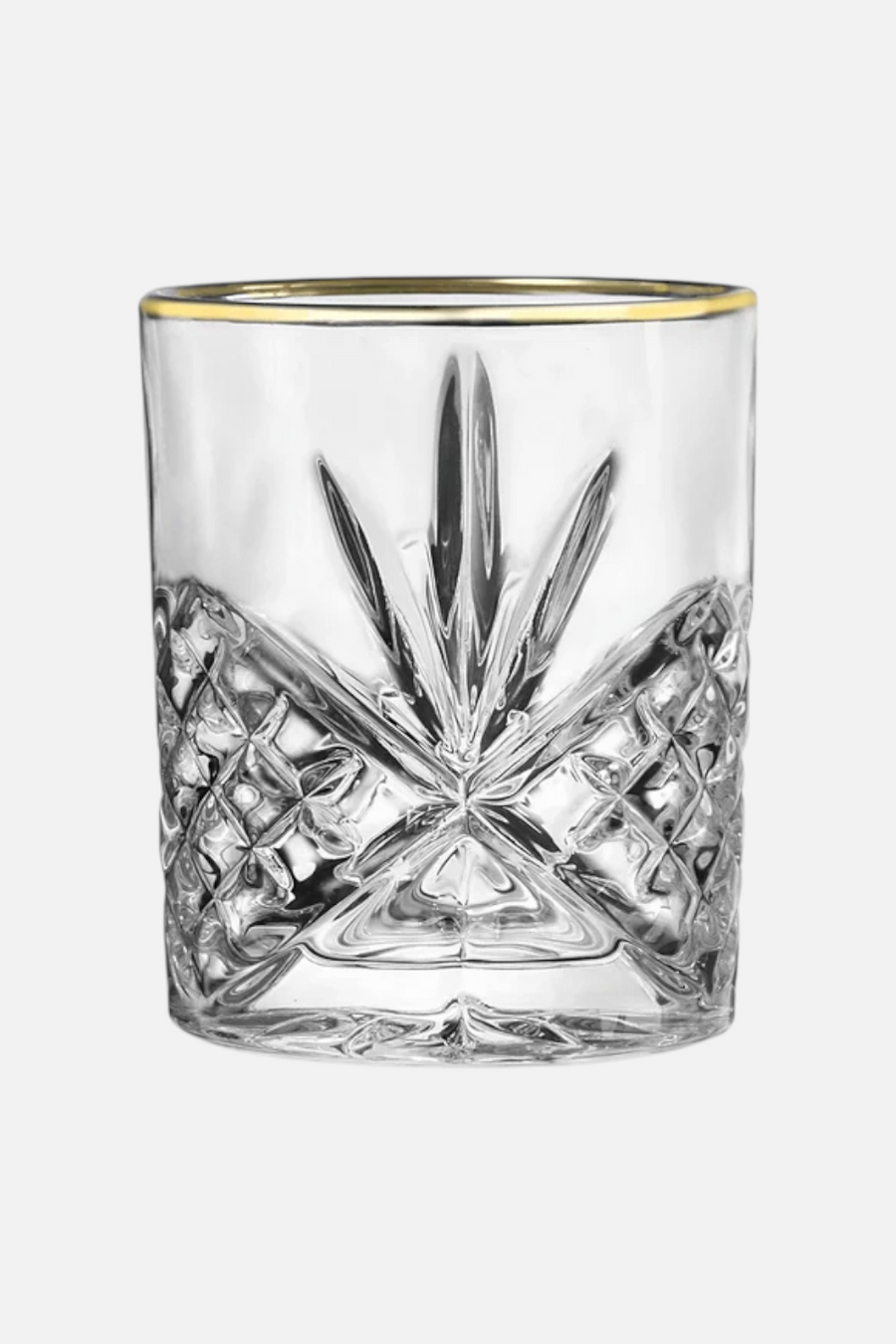 Godinger Dublin Crystal Gold Rim Double Old Fashion Set of 4 – side view